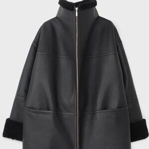 Authentic Toteme Women's Fur Zip-up Leather Jacket coat (MFSP $2500) XS/S